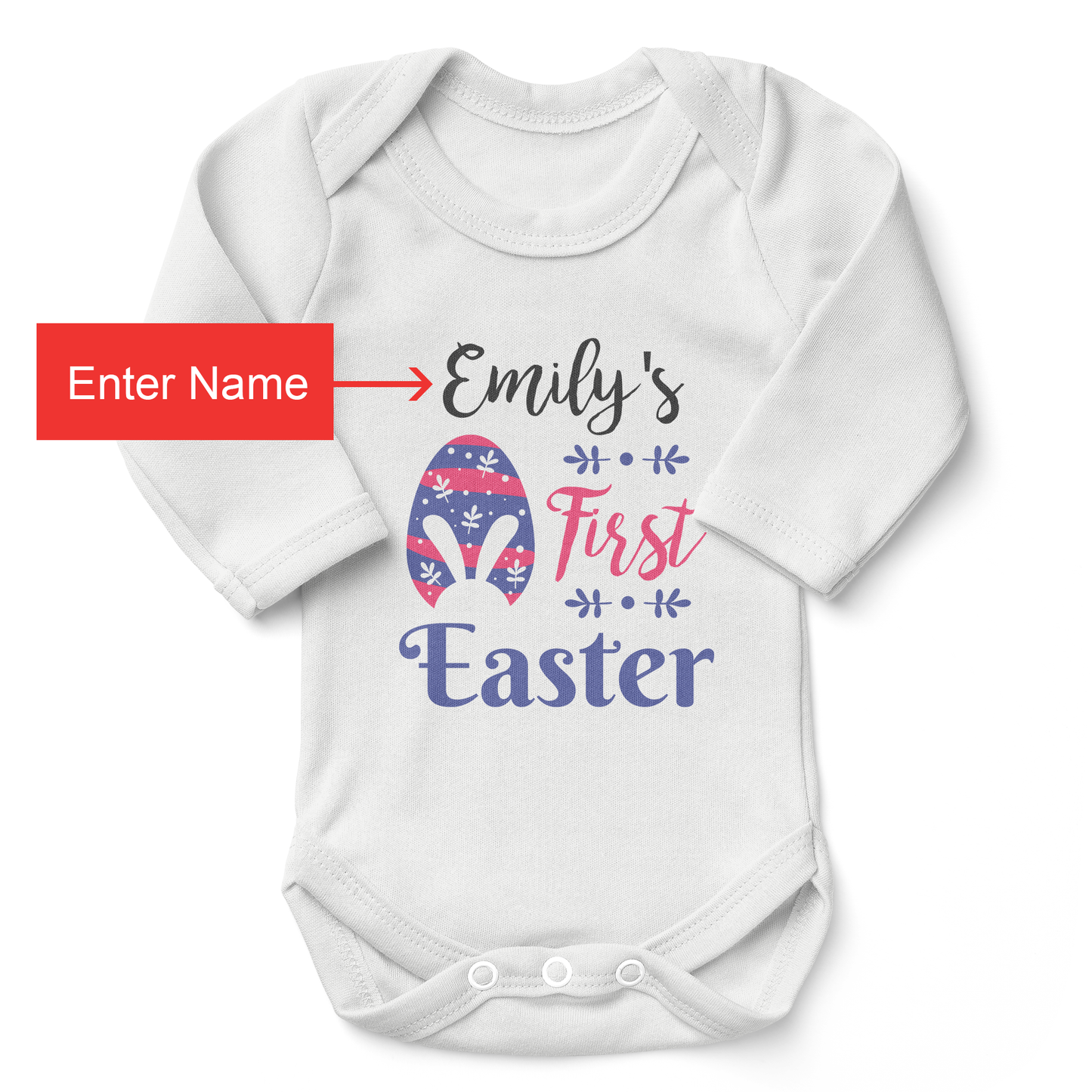 [Personalized] My First Easter Organic Baby Bodysuit (Girl)