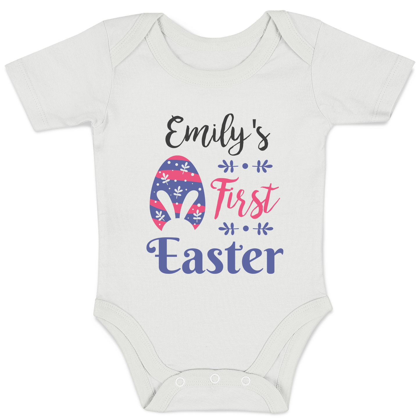 [Personalized] My First Easter Organic Baby Bodysuit (Girl)