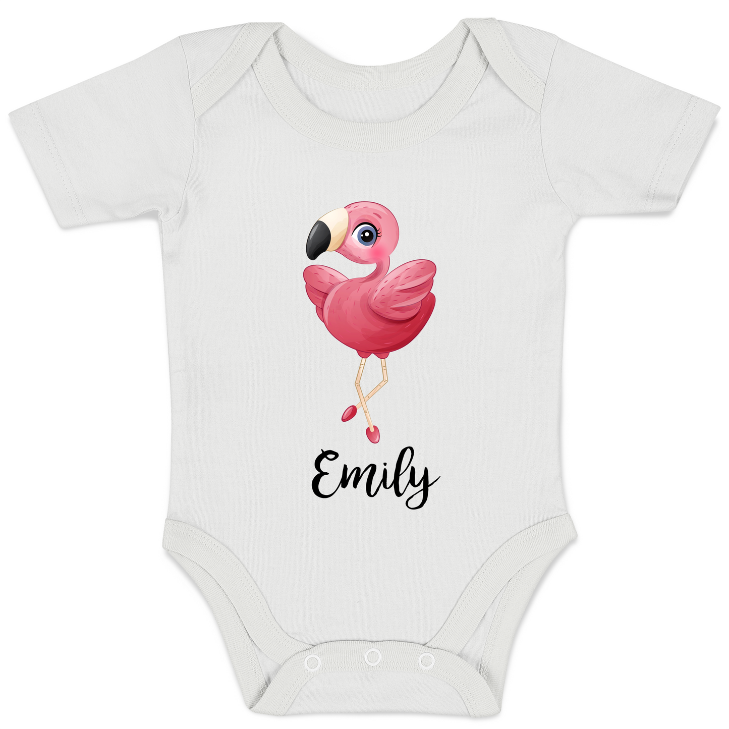 [Personalized] Organic Baby Bodysuit- Little Flamingo Ballerina Girl
