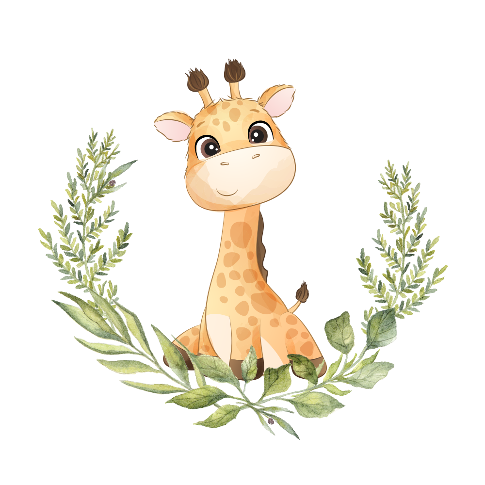 [Personalized] Giraffe Organic Long Sleeves Baby Bodysuit