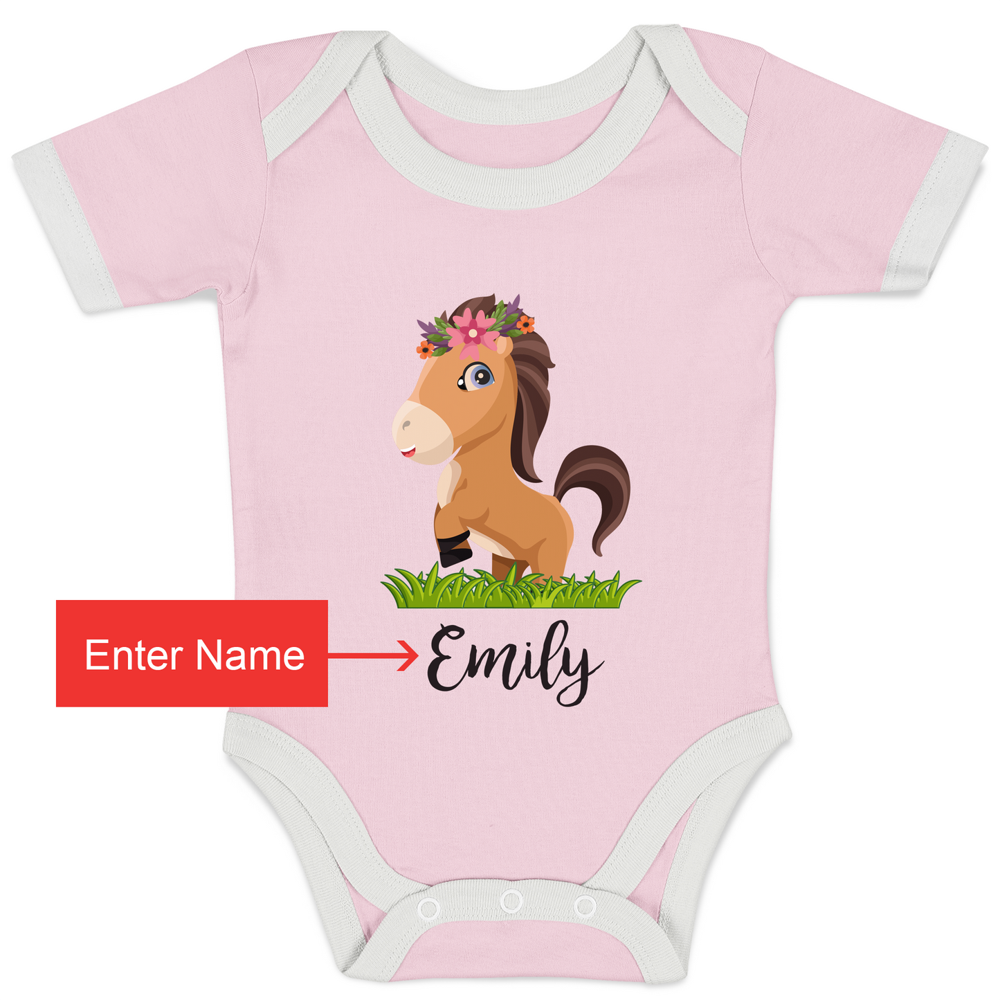 [Personalized] Endanzoo Organic Baby Bodysuit - Horse