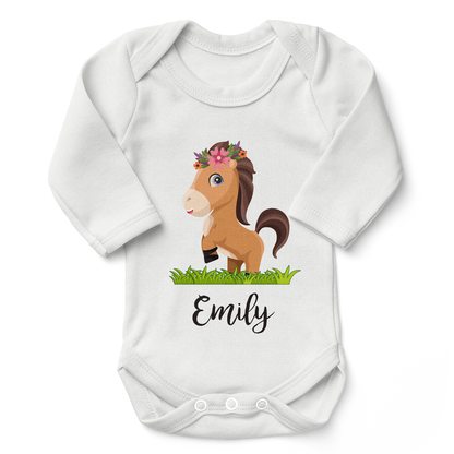 [Personalized] Endanzoo Organic Baby Bodysuit - Horse