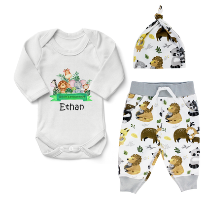 Endanzoo Organic Baby Neutral Clothing Set - Safari Hugs