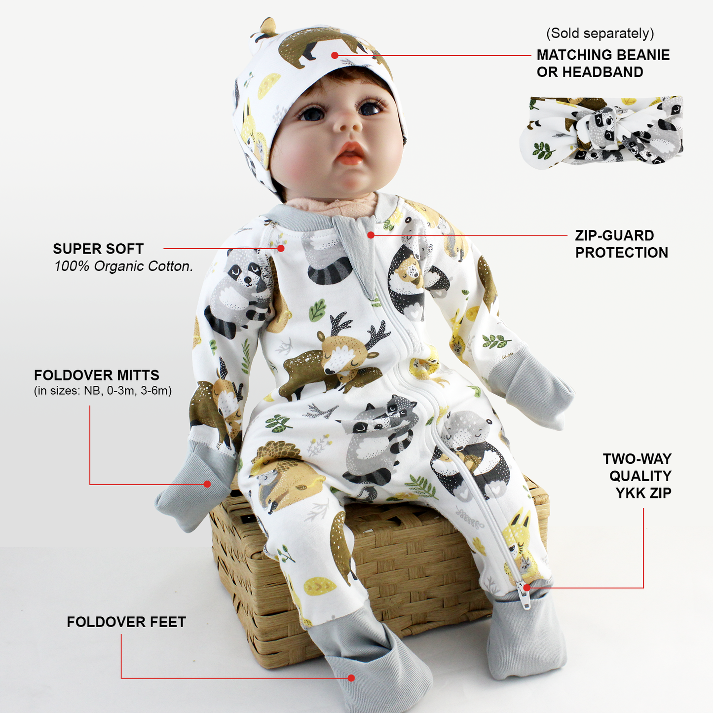 Endanzoo Organic Baby Romper Blanket Gift Set - Safari Hugs
