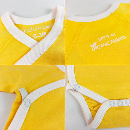 Organic Short Sleeve Kimono Bodysuit - Yellow