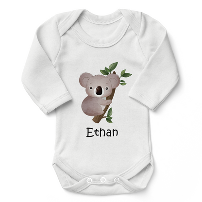 [Personalized] Organic Sleeves Baby Bodysuit - Koala