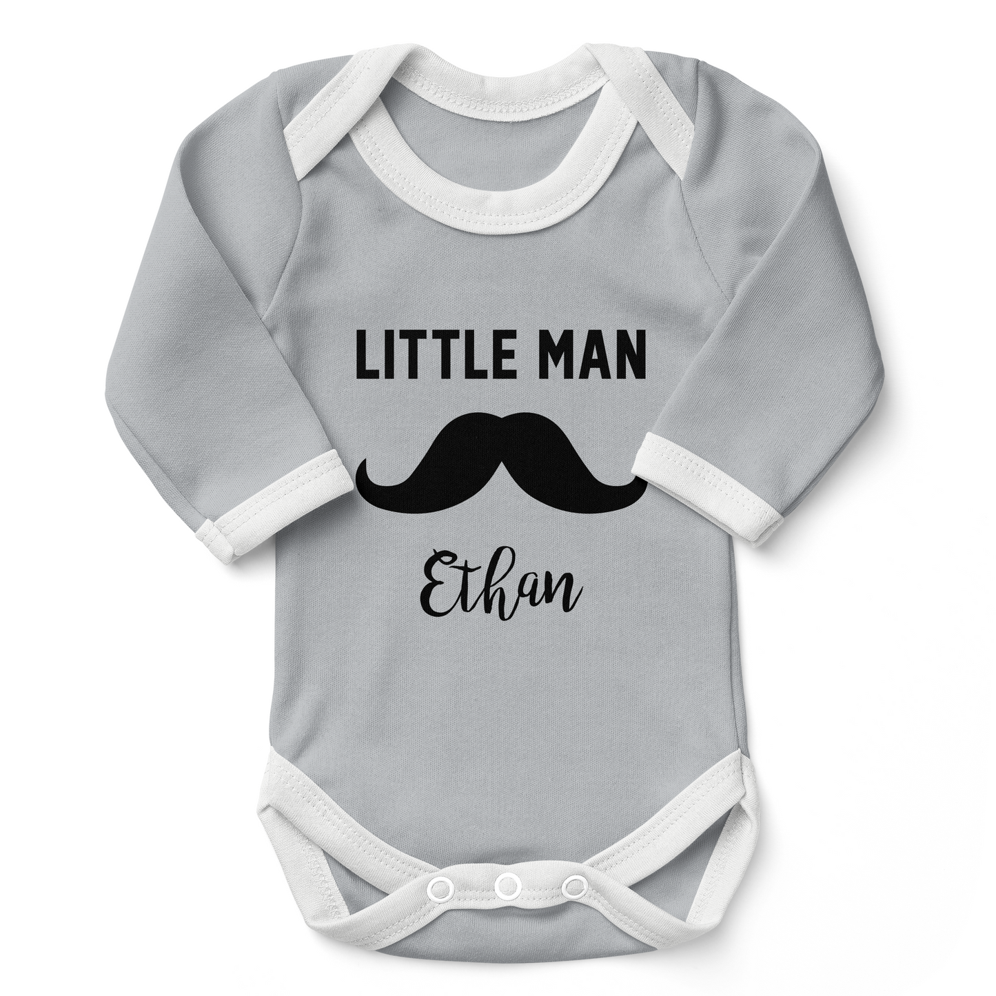 [Personalized] Little Man Organic Long Sleeves Baby Bodysuit