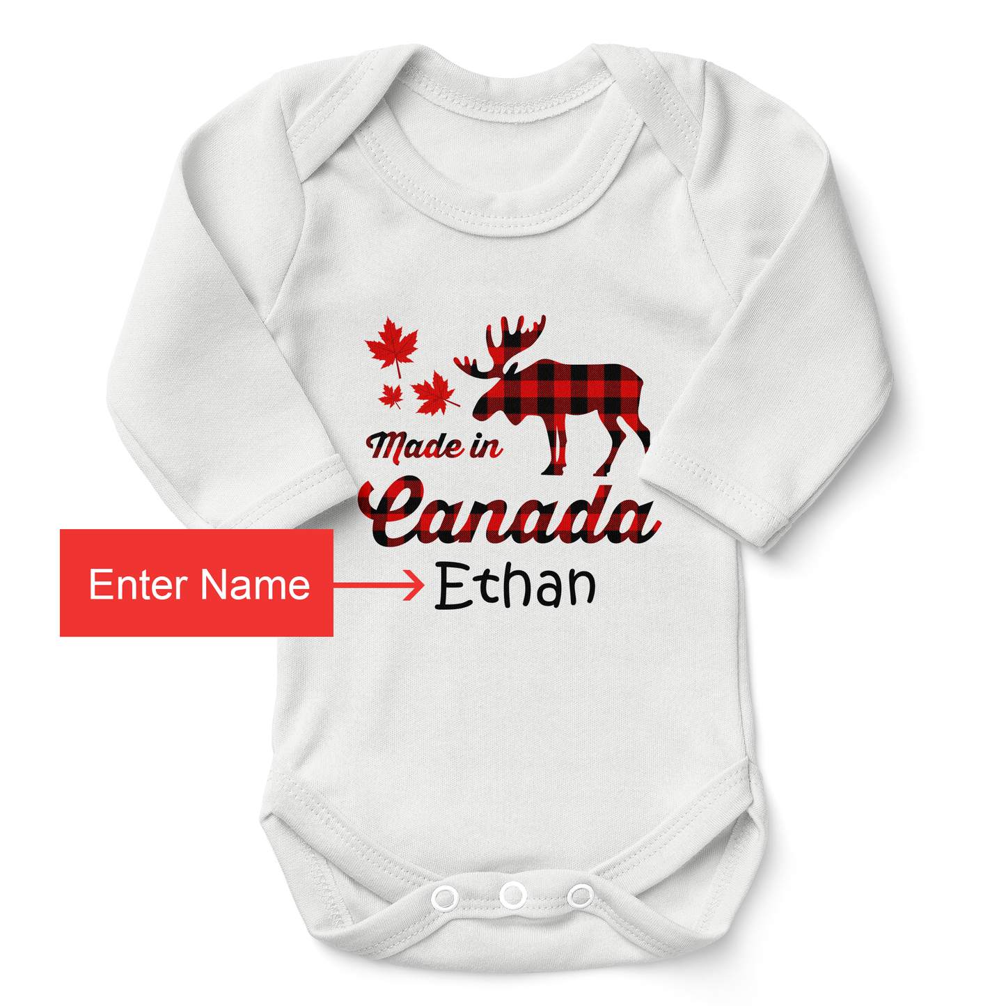 Personalized Organic Long Sleeve Baby Bodysuit - Made In Canada
