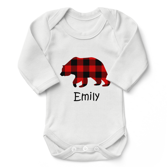 Personalized Organic Long Sleeve Baby Bodysuit - Baby Bear