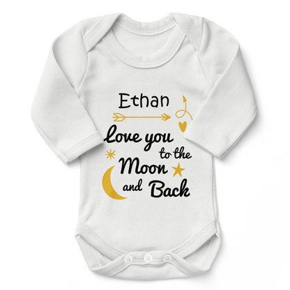 [Personalized] Love You To The Moon & Back Organic Baby Bodysuit