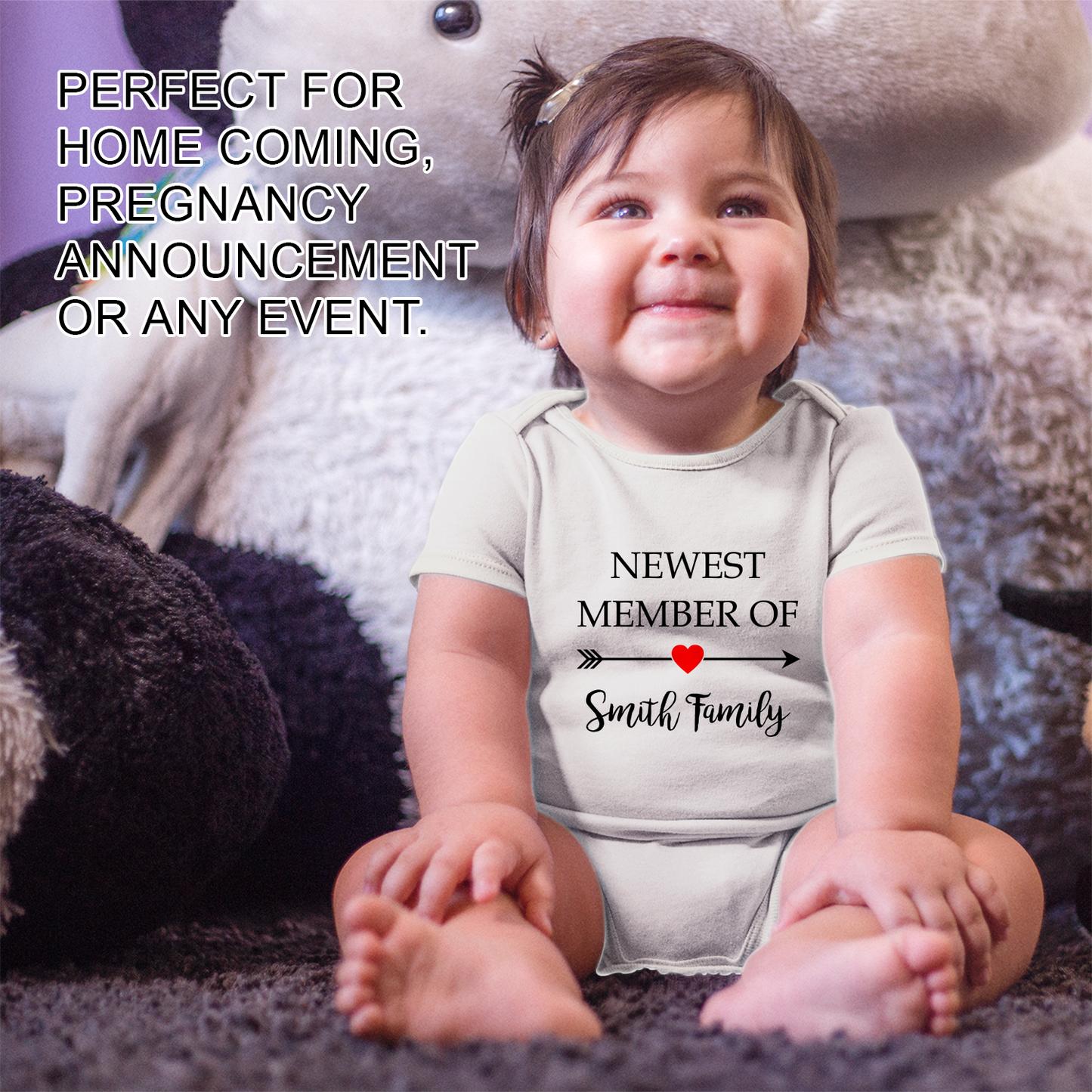 [Personalized] Newest Family Member Organic Baby Bodysuit