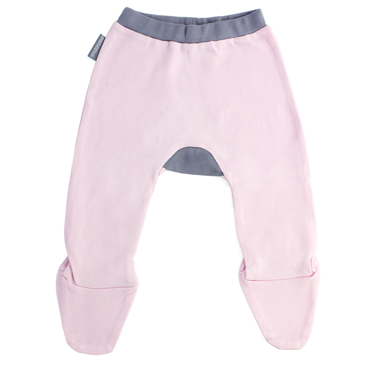 Organic Footed Pant - Pink w/ grey