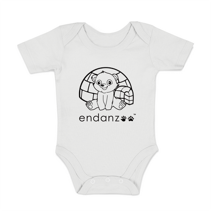 Organic Short Sleeve Baby Bodysuit - Polar Bear & Igloo