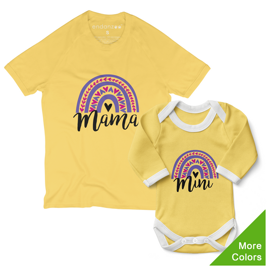 Endanzoo Matching Family Organic T-Shirts - Rainbow Love for Mommy & Baby