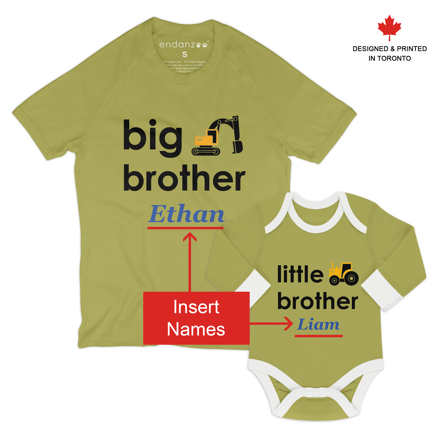 [Personalized] Matching Big Brother & Little Brother Organic Outfit - Trucks