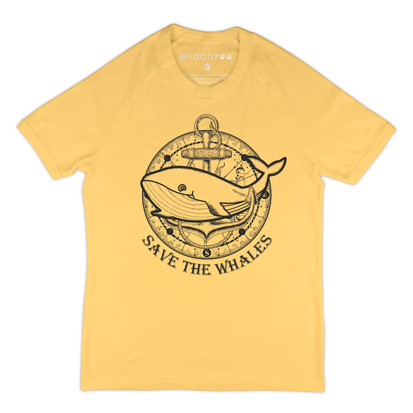 Organic Short Sleeve Kids Tee Shirt - Whale with Ship Anchor