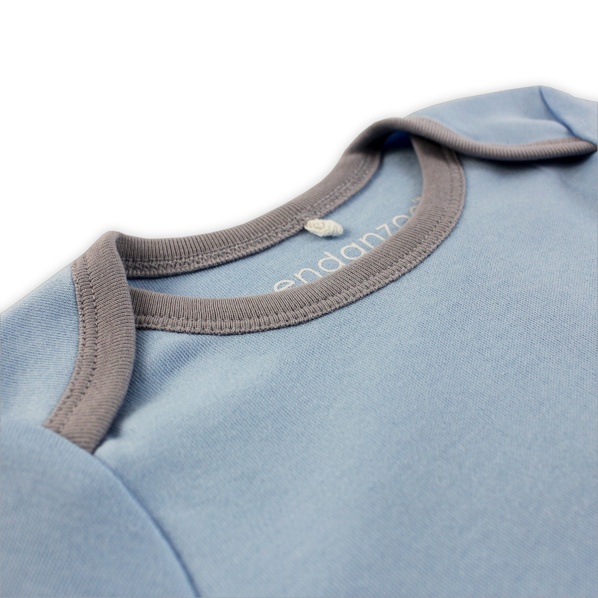 Organic Long Sleeve Bodysuit - Blue w/ grey